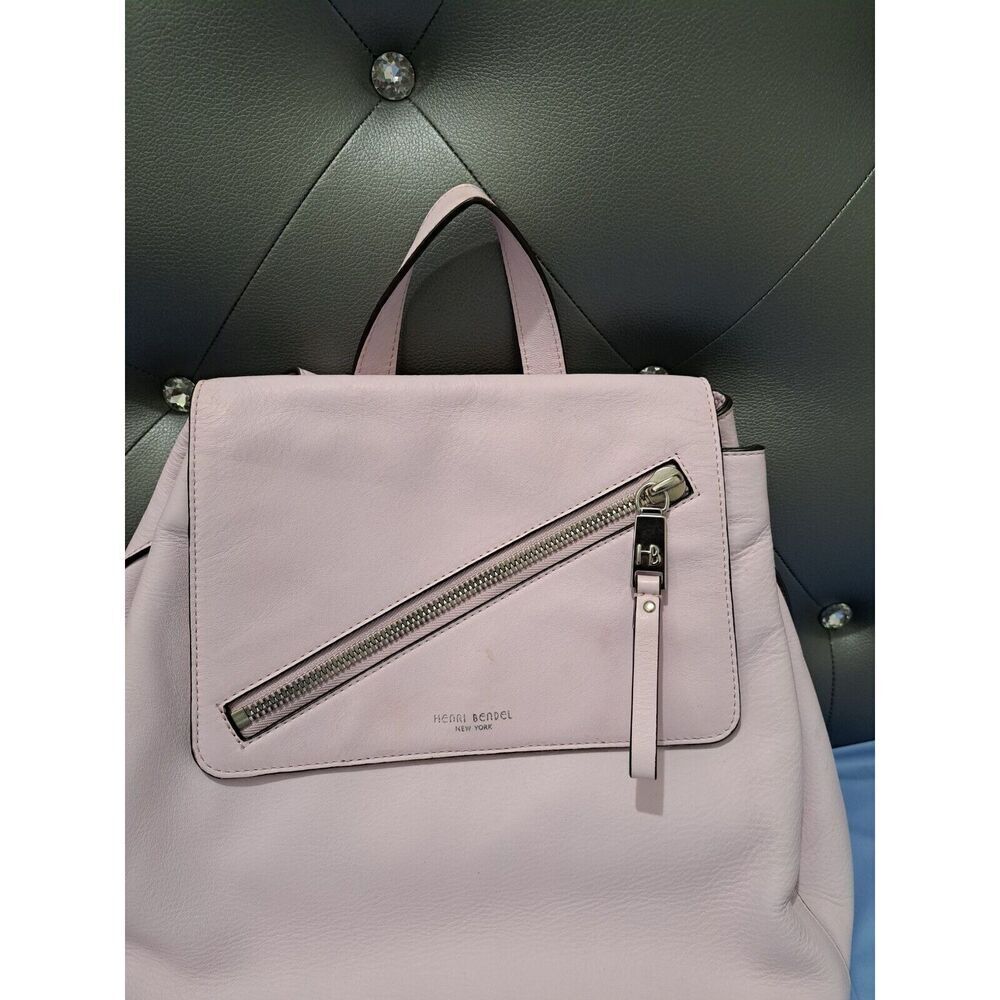 Henri Bendel New York Womens Light baby Pink Leather Backpack Bag - Picture 3 of 7